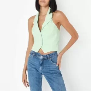 Missguided Halterneck Tailored Waistcoat - Green