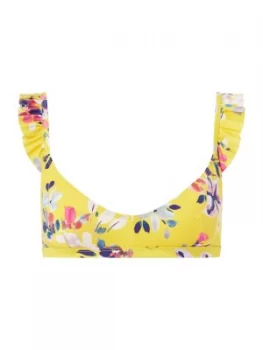 French Connection Linosa frilly bikini top Yellow