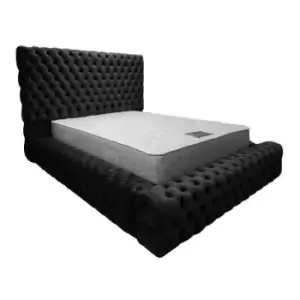 Sultan Bed King Plush Velvet Black