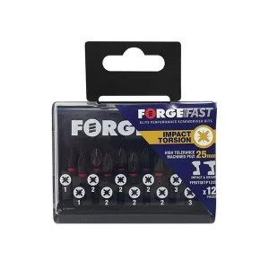 ForgeFix ForgeFast Pozidriv Compatible Impact Bit Set, 12 Piece