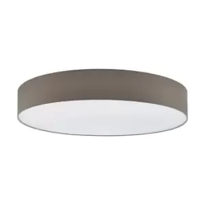 Flush Ceiling Light Colour White Shade Taupe White Fabric Bulb E27 7x25W