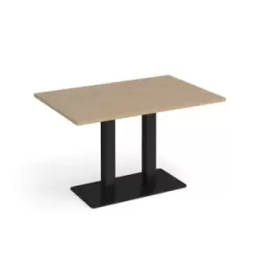 Eros rectangular dining table with flat Black rectangular base and twin uprights 1200mm x 800mm - kendal oak