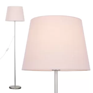 Charlie Brushed Chrome Floor Lamp with Dusty Pink Aspen Shade