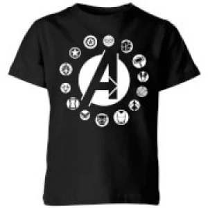 Avengers Team Logo Kids T-Shirt - Black - 11-12 Years