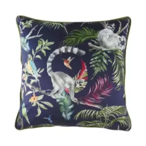 Jungle Lemur Cushion Blue / 43 x 43cm / Polyester Filled