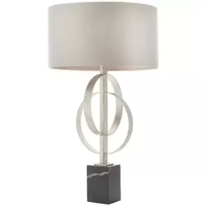 Merano Trento Table Lamp Antique Silver Leaf & Mink Satin Fabric