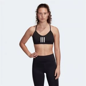 adidas Womens All Me 3-Stripes Mesh Sports Bra - Black/White