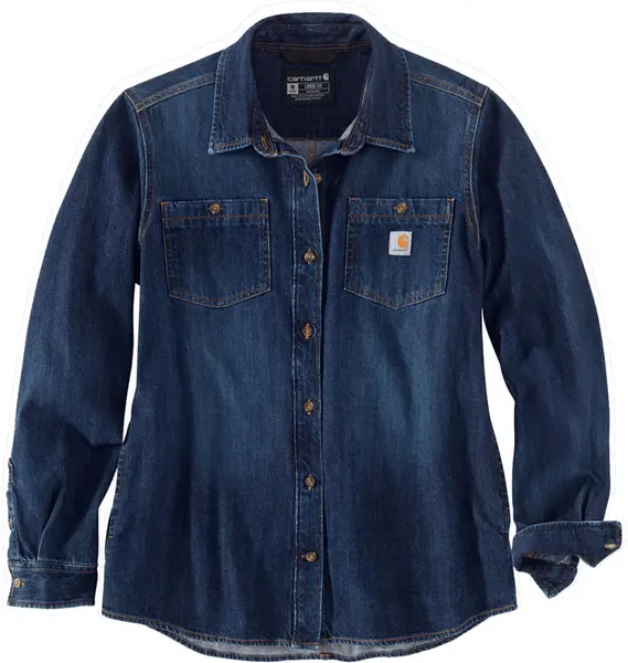 Carhartt Midweight Denim Ladies Shirt, blue, Size S for Women