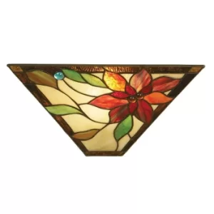 Lelani 1 Light Indoor Wall Uplighter Dark Bronze with Tiffany Glass, E14