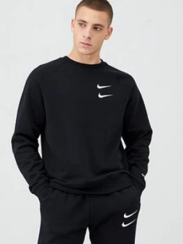 Nike Swoosh Crew Sweatshirt - Black/White Size M Men