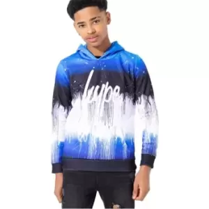 Hype Blue Black Drip Print Hoodie - Blue