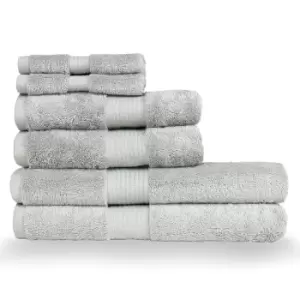 Cleopatra Egyptian Cotton 6 Piece Face/Hand/Bath Towel Set Silver