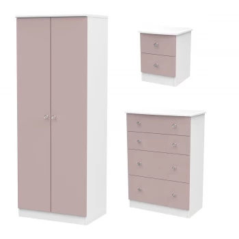 Robert Dyas Tedesca Wardrobe - Chest of Drawers and Bedside Cabinet Set / White