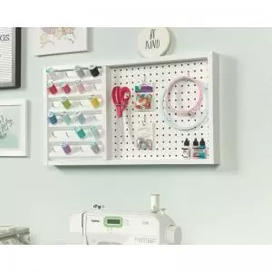 Teknik Office Craft Wall Mounted Peg Board with Threads in a White