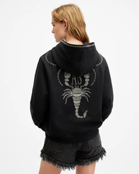 AllSaints Scorpion Embellished Logo Pippa Hoodie