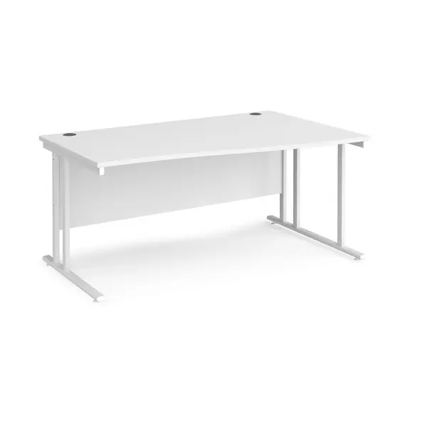 Maestro 25 Wave Desk White Frame and White Table Top - Right Hand - 1600mm