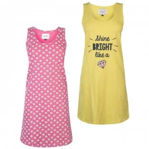 Rock and Rags Two Pack Nightdress - Pink Diamond