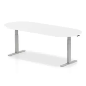 Impulse 2400mm Boardroom Table White Top Silver Height Adjustable Leg