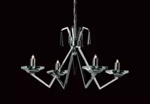 Nice Geometric Halogen Chrome 4 Arm Chandelier