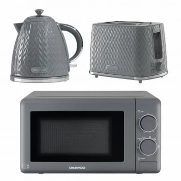 Daewoo Argyle Collection SDA2221 Freestanding Microwave Breakfast Set - Grey