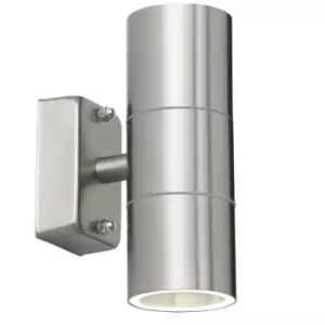 IP44 Outdoor Accent Lamp Stainless Steel Up & Down External Wall Light 2x GU10