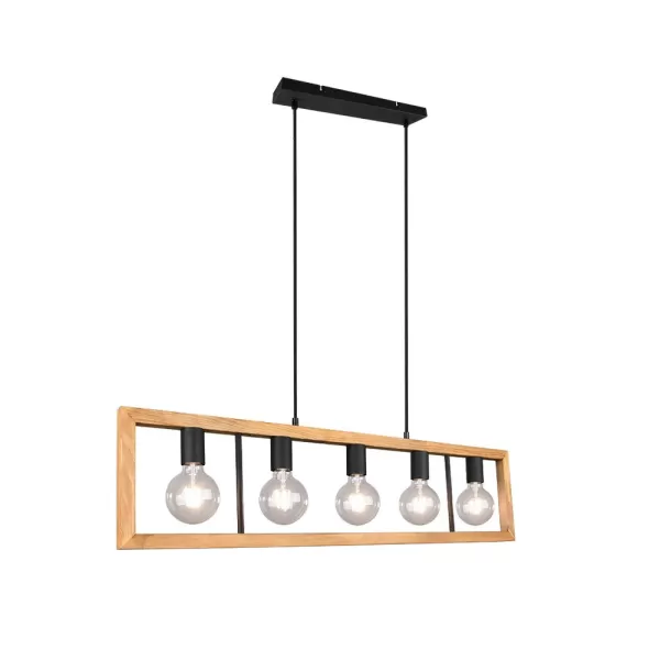 Agra Vintage 5 Light Bar Pendant Ceiling Light Black Matt