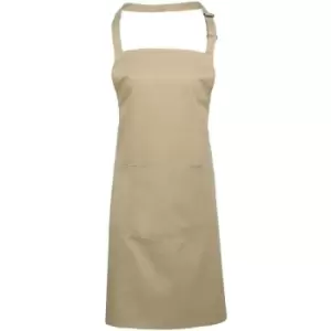 Premier Ladies/Womens Colours Bip Apron With Pocket / Workwear (One Size) (Khaki) - Khaki