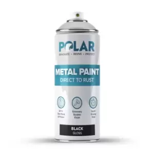 Polar Direct To Rust Metal Spray Paint - Gloss Black - 400ml