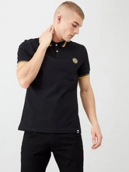 Pretty Green Tipped Collar Polo Shirt - Black, Size S, Men