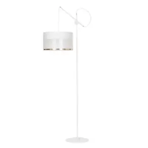 Monolit White Floor Lamp with Shade with Black, Gold Fabric Shades, 1x E-27