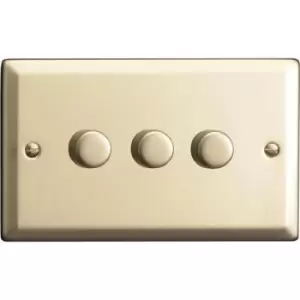 Varilight Classic 3 Gang 1 or 2 Way 3x400W Dimmer Switch (Double HC33) - Satin Chrome - DOU-HN33