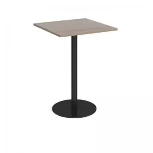 Monza square poseur table with flat round Black base 800mm - barcelona