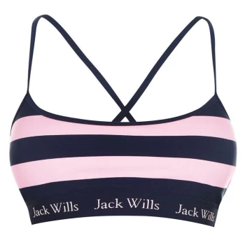 Jack Wills Stanford Stripe Bikini Top - Pink Navy