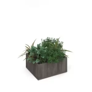 Flux modular storage single wooden planter box with plants - grey oak