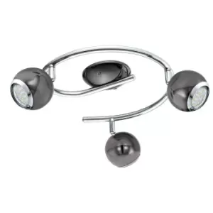 Flush 3 Spots Ceiling Light Colour Nickel Chrome Plated Steel Bulb GU10 3x3W