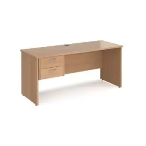 Office Desk Rectangular Desk 1600mm With Pedestal Beech Top And Panel End Leg 600mm Depth Maestro 25