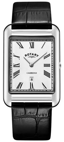 Rotary GS05280/01 Mens Cambridge Date Square Black Leather Watch