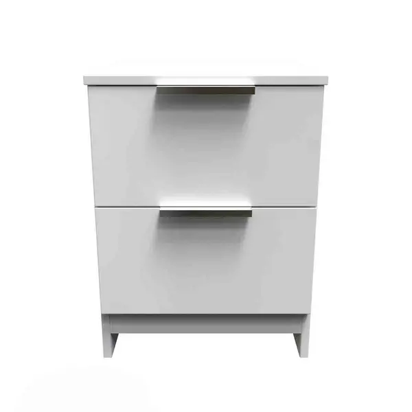 Welcome Furniture Ready Assembled Plymouth 2 Drawer Bedside Cabinet In White Gloss