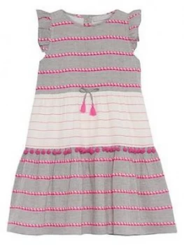 Mintie By Mint Velvet Girls Textured Pom Pom Dress - Pink