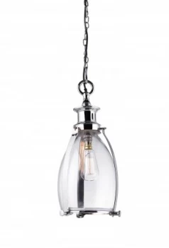 Ceiling Pendant Light Clear Glass, Polished Nickel, E27