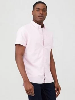 Superdry Classic University Oxford Short Sleeve Shirt - Pink, Size XL, Men