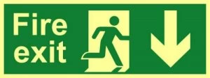 Fire Exit (Man Arrow Down) Sign Alum.Brd