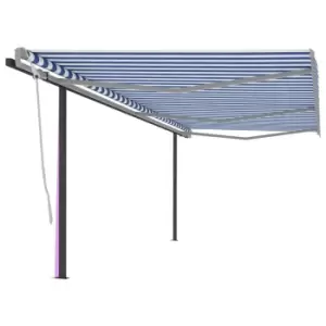 Vidaxl Manual Retractable Awning With Posts 6X3 M Blue And White