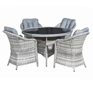 Oseasons Sicilia Rattan 4 Seat Dining Set In Dove Grey With Black Glass