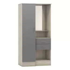 Seconique Nevada Vanity 1 Door Wardrobe - Grey Gloss/Light Oak Effect Veneer