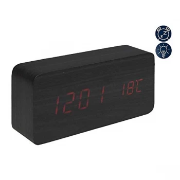 Hometime Black LED Alarm Clock USB & AAA Operated - Red Text