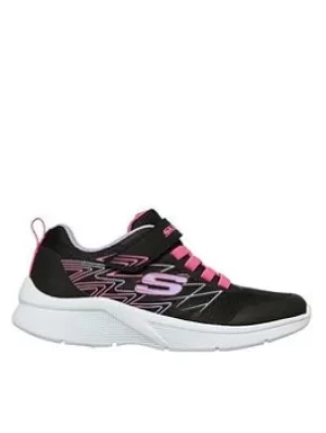 Skechers Girls Microspec Bold Delight Trainers, Black/Pink, Size 13 Younger