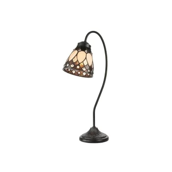 Interiors Brooklyn - 1 Light Complete Table Lamp Dark Bronze Paint, Tiffany, E14