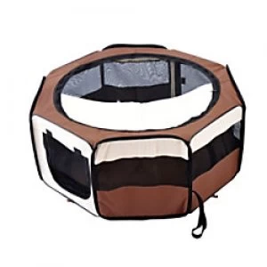 HOMCOM Pet Playpen Brown, Cream 900 mm x 410 mm