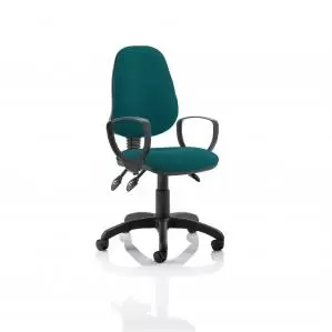 Eclipse III Lever Task Operator Chair Bespoke With Loop Arms In Teal